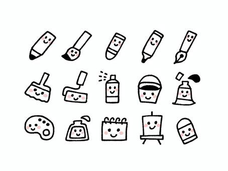 お絵描き道具のアイコンセット お絵描き,道具,ツール,アイコン,鉛筆,筆,クレヨン,マーカー,ペン,刷毛のイラスト素材