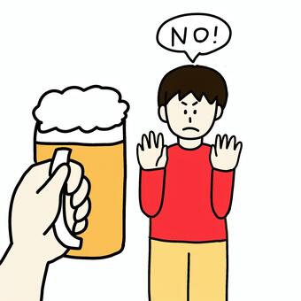 お酒を断る男性 男性,人物,シンプル,お酒,飲み会,ビール,断る,新年会,忘年会,noのイラスト素材