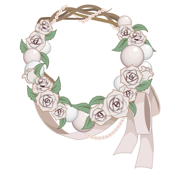 リース2 リース2 クリスマス,リース,飾り,ウエディング,ウェディング,ハーフリース,植物,花,リボン,薔薇のイラスト素材