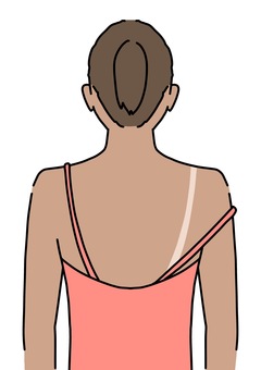 背中にキャミソールの日焼けライン キャミソール,女性,後ろ姿,日焼け,肩紐のイラスト素材