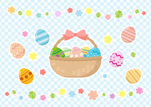 イースターエッグとバスケットと春の花03 イースターエッグとバスケットと春の花03 イースター,春,花,イースターエッグ,バスケット,リボン,行事,イラスト,素材のイラスト素材