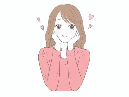 恋する女性 恋する,感動,喜ぶ,笑顔,女性,美人,可愛い,キレイ,嬉しい,ご機嫌のイラスト素材