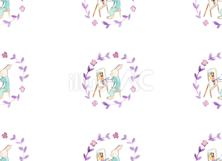 絵描きのうさぎさんの柄　白 絵描き,うさぎ,白のイラスト素材
