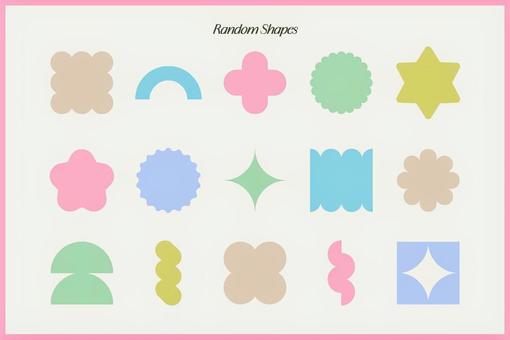 ソフトカラーのいろいろな図形 ソフトカラーのいろいろな図形 図形,幾何学,あしらい,背景,パターン,カラフル,可愛い,おしゃれのイラスト素材