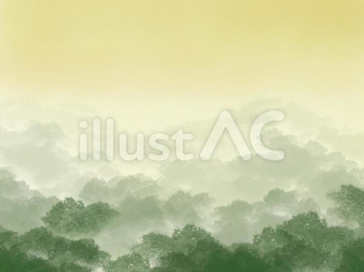 熱帯の森を高いところから見た風景 背景,緑,グリーンのイラスト素材