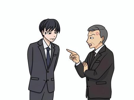 上司に怒られて落ち込むスーツ姿の男性 上司,怒る,怒られる,落ち込む,スーツ,男性,ビジネス,新人,若手社員,中年のイラスト素材