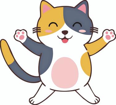 大の字の三毛猫 猫,三毛猫,保護猫,ペット,動物,生き物のイラスト素材