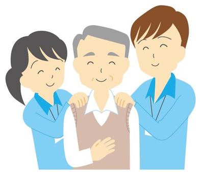 Illustration, senior citizens, nurses, helper, 