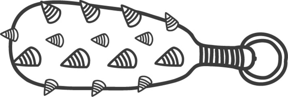 痛そうな金棒の線画イラスト　 金棒,節分,鬼,線画,痛い,怖い,シンプル,かっこいい,白黒のイラスト素材