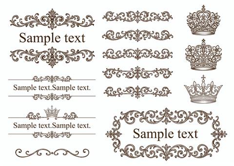 ビンテージレトロフレームセット王冠・植物 ビンテージレトロフレームセット王冠・植物 ビンテージ,ヴィンテージ,あしらい,レトロ,アンティーク,クラシック,クラシカル,装飾,飾り,飾り枠のイラスト素材