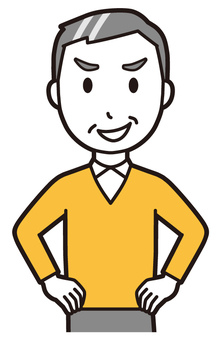 ニット中年男性(黄)-426-バスト  ニット中年男性(黄)-426-バスト 悪人,おじさん,男性,中年,お父さん,パパ,シニア,ミドルエイジ,人物,かわいいのイラスト素材