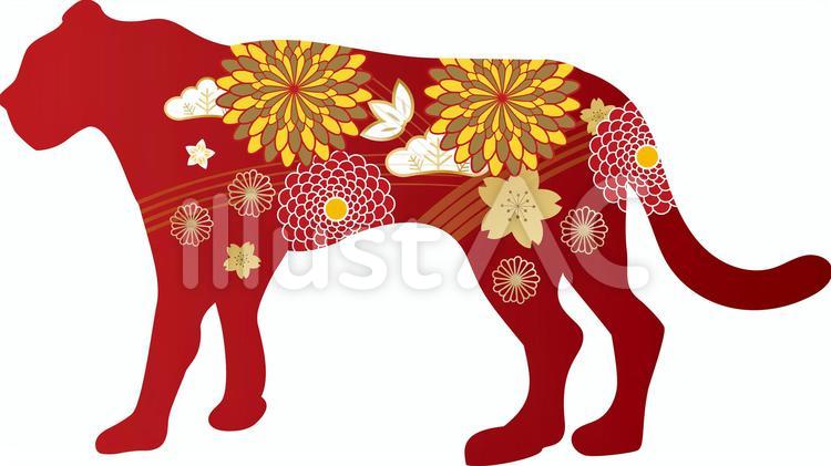 和風柄の寅のアイコン 年賀状,寅,寅年のイラスト素材