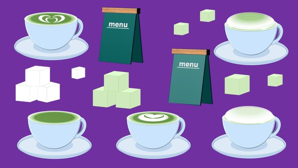 抹茶ラテ 抹茶,抹茶ラテ,食べ物,飲み物,緑,水色,オシャレ,カフェ,加工,透過のイラスト素材