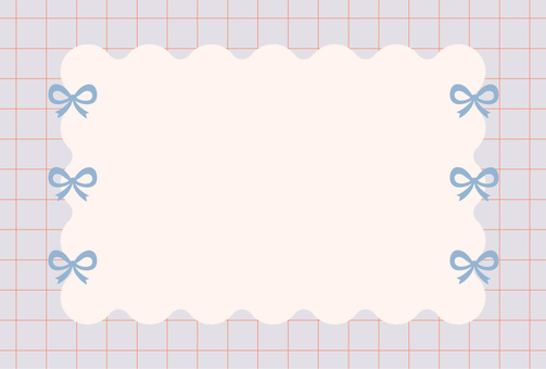 リボンのなみなみフレーム　グレー フレーム,リボン,ふにゃふにゃ,もこもこ,なみなみ,ぐにゃぐにゃ,冬,四角,方眼,ポップのイラスト素材