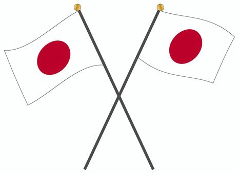 はためく日本の国旗 クロス2本 国旗,日本,日の丸,フラッグ,国籍,国民,国家,シンボル,国章,祝日のイラスト素材