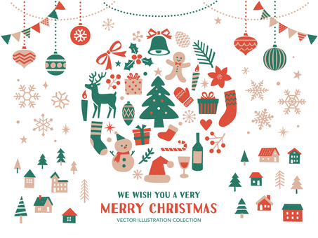 クリスマスのかわいいアイコンセット