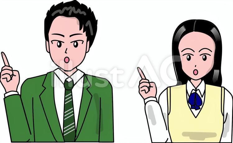 学生　男子　女子　学校　制服 学生,男子,女子のイラスト素材