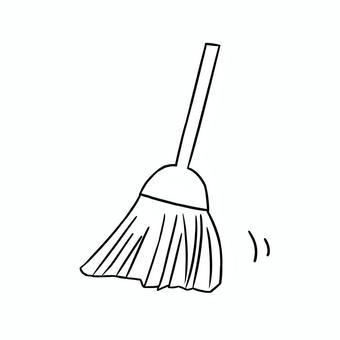 ほうき（モノクロ） ほうき,掃除,ゆるい,手描き,シンプルのイラスト素材