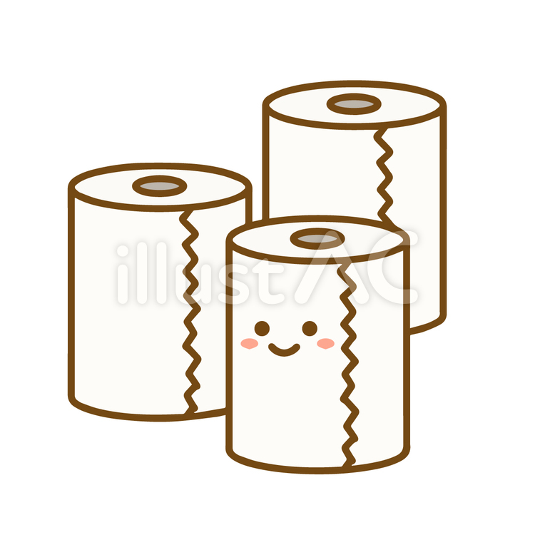 たくさんのトイレットペーパー（顔つき） トイレットペーパー,紙,生活用品のイラスト素材
