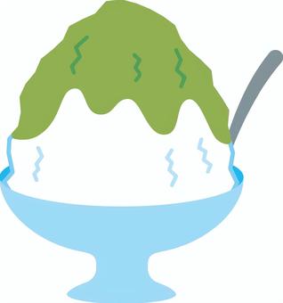 抹茶味のかき氷 かき氷,抹茶かき氷,抹茶,抹茶シロップ,シロップ,氷菓,冷たい,ひんやり,氷,和風のイラスト素材