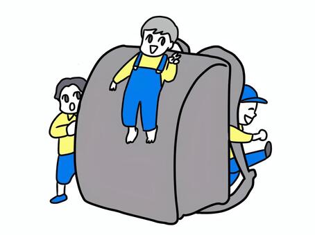 嬉しい入学準備　ランドセル 学校,小学校,小学生,10代,子供,かわいい,幼い,児童,仲間,友達のイラスト素材