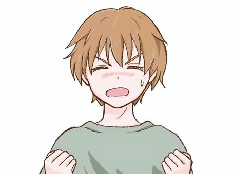 困った顔で叫ぶ男性 叫ぶ,喚く,話す,誤魔化す,困る,困り顔,慌てる,動揺,言い訳する,焦るのイラスト素材