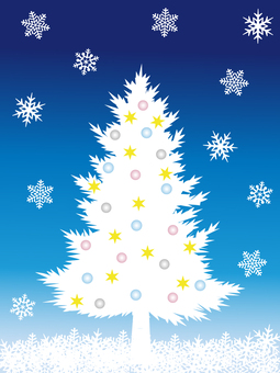 クリスマスのイメージ10 クリスマス,ツリー,もみの木,冬,雪,クリスマスオーナメント,きれい,おしゃれ,柔らかい,フレームのイラスト素材