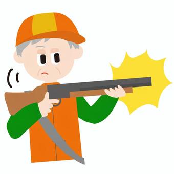 銃を発砲する猟師さん 銃を発砲する猟師さん 発砲,猟師,狩猟,銃,ハンター,狩り,駆除,人,おじいさん,お年寄りのイラスト素材