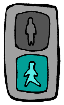 青の歩行者信号（電球式） 歩行者,信号,青,進め,信号機,点滅,電球,点灯,歩道,交通安全のイラスト素材