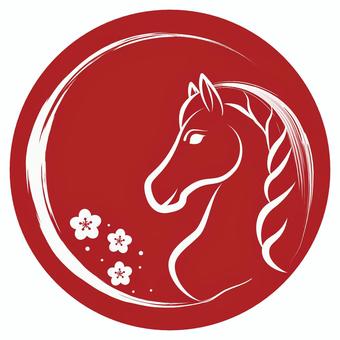 午年 年賀状素材(赤地・白) 午年 年賀状素材(赤地・白) 馬,年賀状,2026,午,正月,パーツ,素材,赤,白,二色のイラスト素材