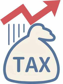 増税イメージ/TAX袋 増税,税金,tax,税負担,経済,財務,会計,金融,上昇矢印,ビジネスのイラスト素材