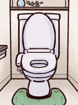 家庭用トイレの個室イラスト（洋式便器） トイレ,洋式トイレ,便器,生活,住宅,清潔,日常,水回り,洗面所のイラスト素材