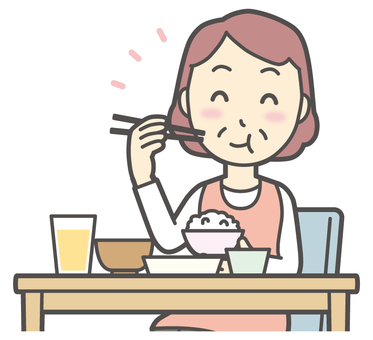  エプロンおばちゃん-160-バスト おいしい,おばちゃん,エプロン,お母さん,ママ,中年,おばさん,主婦,人物,かわいいのイラスト素材