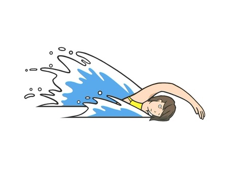 夏にプールや海水浴で水着姿で泳ぐ女性 夏,プール,海水浴,水,波,クロール,男性,スポーツ,運動,遊泳のイラスト素材