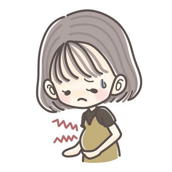 陣痛がきてお腹が痛い女性 妊婦,プレママ,妊娠,マタニティ,母親,ママ,女性,かわいい,妊活,出産のイラスト素材