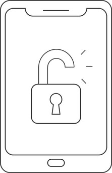 スマートホーム IoTアイコン（開錠） スマートロック,開錠,アンロック,アクセス,セキュリティ,iot,線画,スマホ,モバイル操作,鍵のイラスト素材