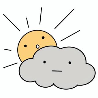雲に隠れる太陽のイラスト 雲に隠れる太陽のイラスト 雲,太陽,天気,オレンジ,灰色,シンプル,イラスト,晴れ,くもり,天候のイラスト素材