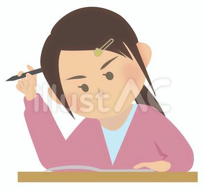 机で問題を解く女性