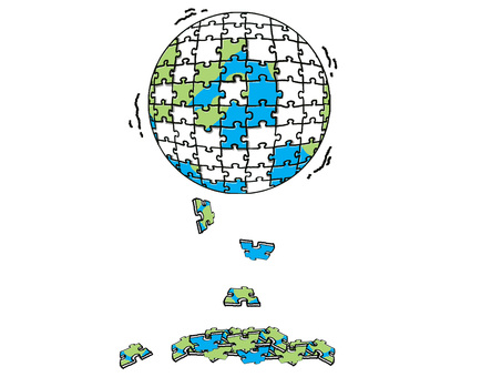 壊れる地球のパズル 崩壊,地球,環境,壊れる,パズル,線,ゲーム,組み合わせ,はめ込み,イメージのイラスト素材