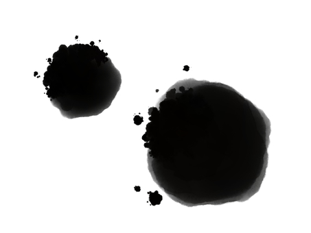 書道　丸円　墨　しぶき　手書き 円,丸,にじみ,滲み,しぶき,手描き,点,飛び散る,墨,書道のイラスト素材