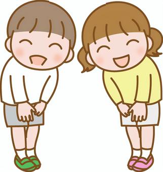 挨拶をする子どもたち 挨拶,子どもたち,笑顔,礼儀,おはようございます,お願いします,さようならのイラスト素材