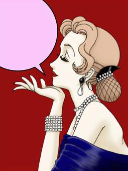 Profile of a woman wearing a pearl (balloon), , JPG and PNG