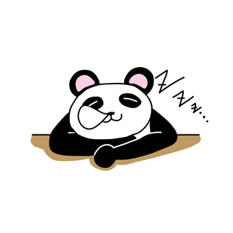 机に突っ伏して鼻ちょうちんで眠るパンダ パンダ,動物,キャラ,ポップ,かわいい,眠る,寝る,リラックス,くつろぐ,まったりのイラスト素材