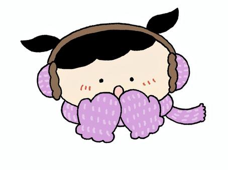 あたたかい服装をした女の子 あたたかい服装をした女の子 子供,冬,マフラー,手袋,イヤーマフ,衣類,防寒具,小物,ファッション,かわいいのイラスト素材