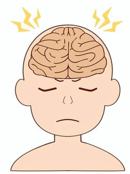 人体模型・考える・脳みそ 人体模型・考える・脳みそ 人体模型,考える,顔,正面,正面顔,脳みそ,熟考,瞑想,人,悩むのイラスト素材