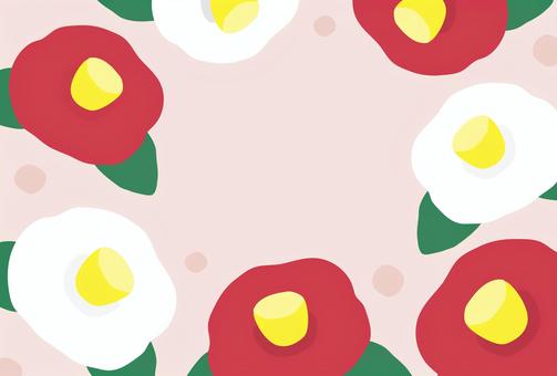 椿の年賀状 椿,つばき,年賀状,正月,お正月,年賀状素材,年賀状背景,年賀状フレーム,フレーム,枠のイラスト素材