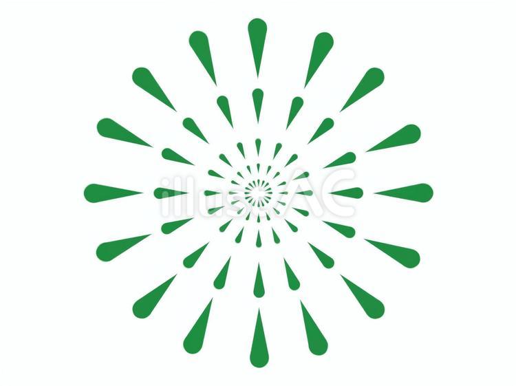 打ち上げ丸型花火の線画イラスト（緑） 花火,菊型,丸型のイラスト素材