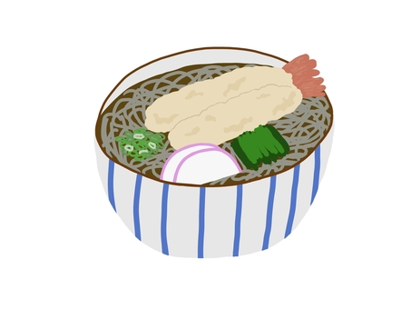 年越しそば-01 年越しそば,大晦日,年末,12月31日,12月,冬,えび天そば,海老天,そば,かまぼこのイラスト素材
