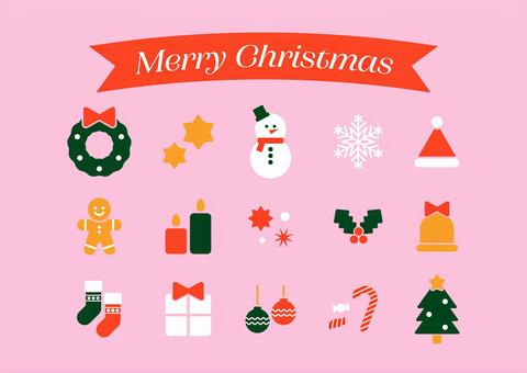 クリスマスアイコンセット（ピンク）