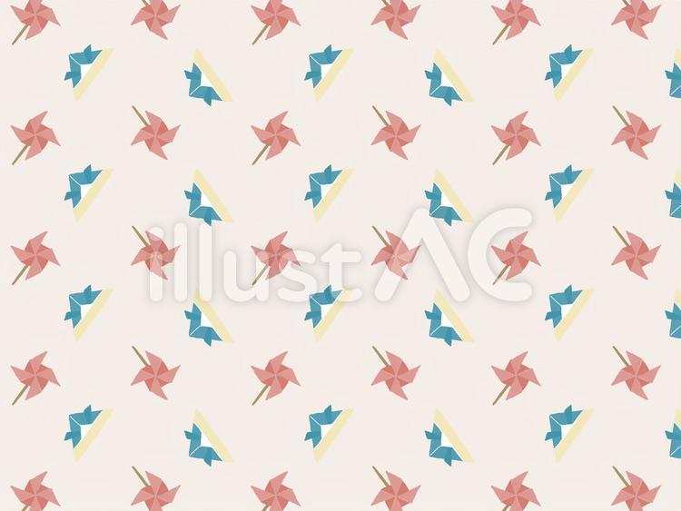 パターン画像　折り紙兜と風車 折り紙,兜,こどもの日のイラスト素材